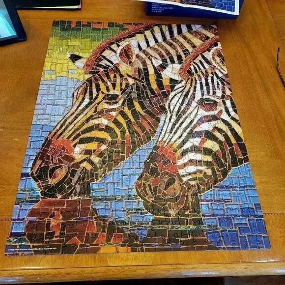 Big Ben Luxe Zebra Glass Mosaic 500 pc Jigsaw Puzzle - Picture 7 of 7